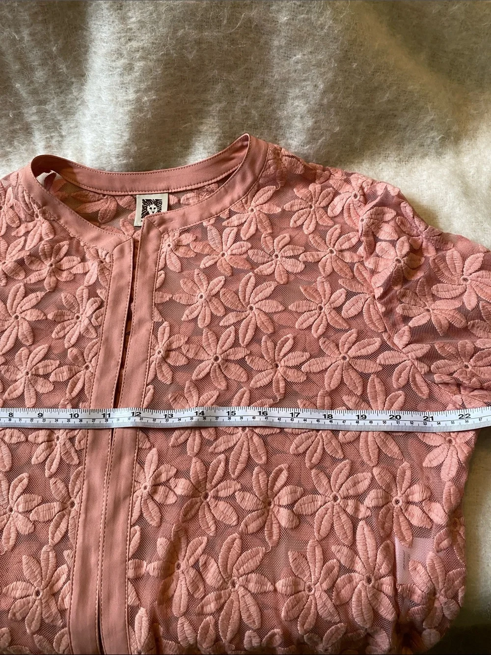Anne Klein Women’s Pink PEACHY Floral Lace Open-Front Jacket Size 16 NWT - Picture 6 of 10